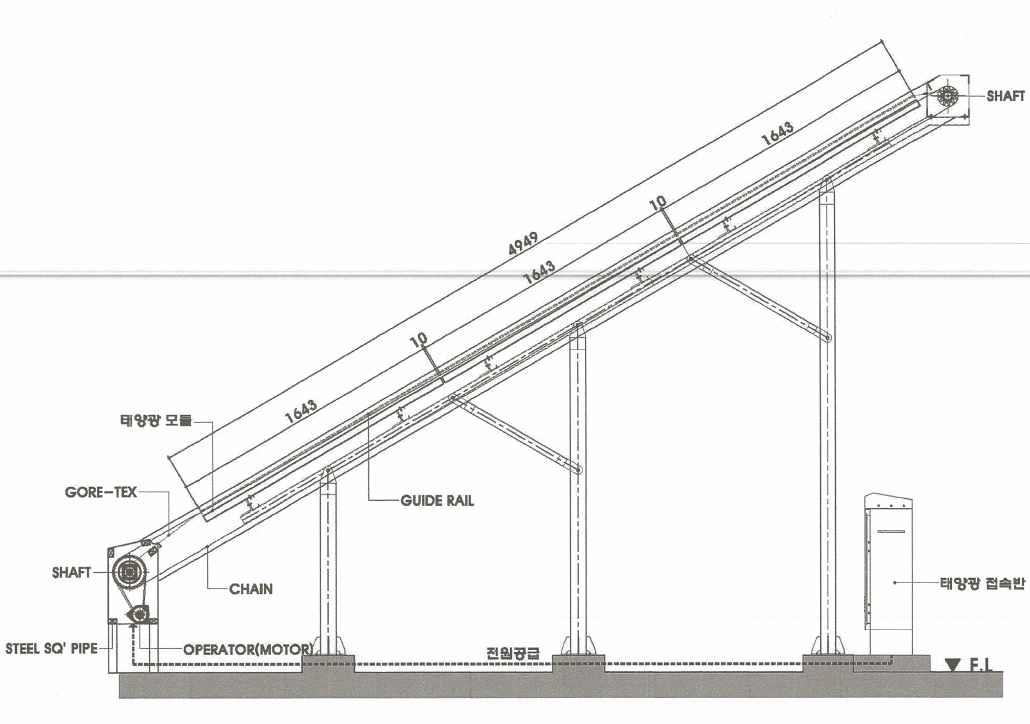 태양광 패널 커튼장치 측면도