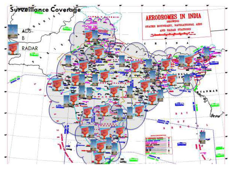 인도의 ADS-B 감시 지역