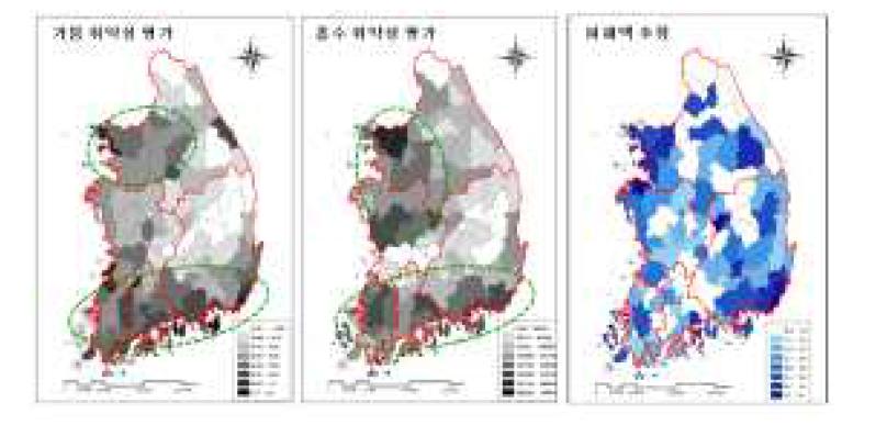 환경부 환경공간정보서비스의 홍수/가뭄 취약성 평가정보(예시)