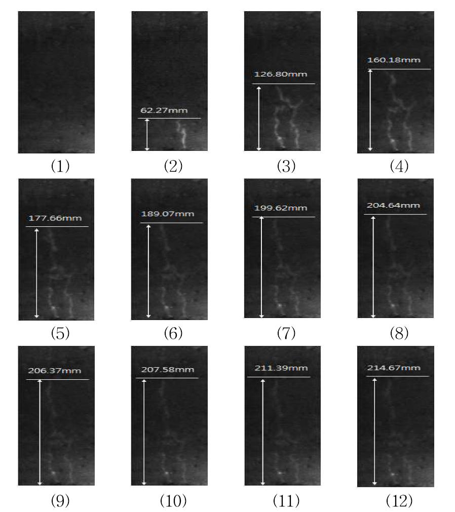 A-1실험체의 첫 번째 균열진행 과정