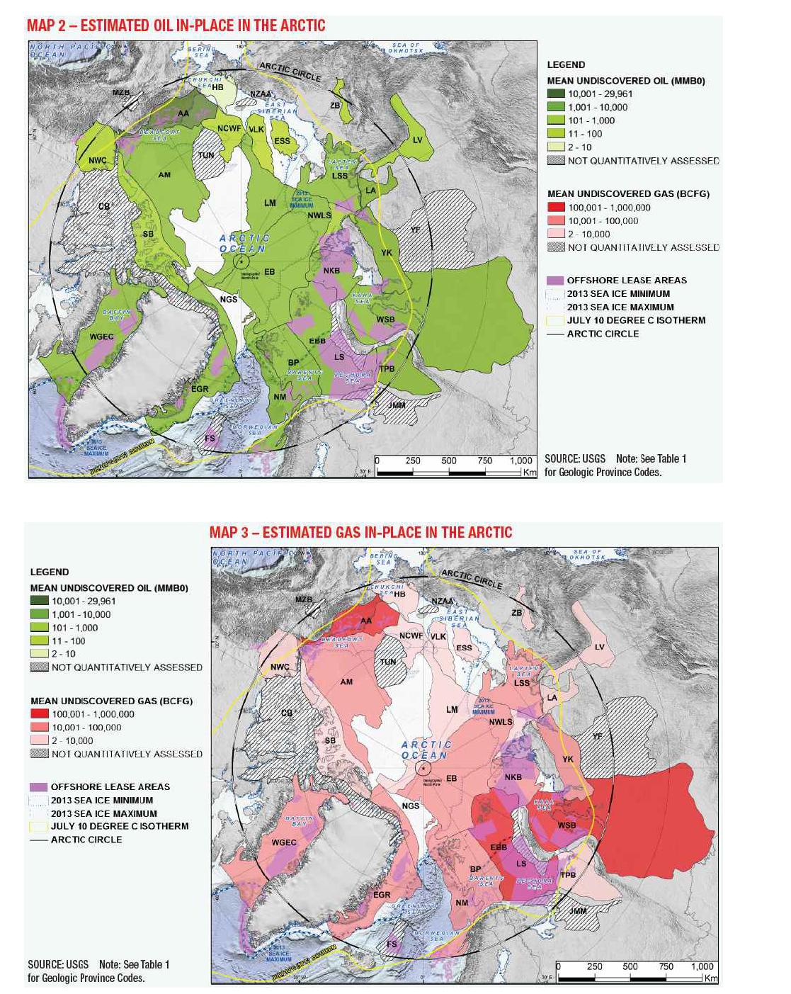 Map of estimated oil & gas in the arctic