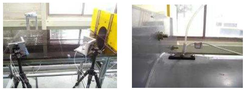 엔데브코사의 압력센서(모델명: Endevco 8510B-1): 왼쪽 사진은 터널출구 미기압파 측정사진, 오른쪽 사진은 터널 내부 압력변동량 측정사진