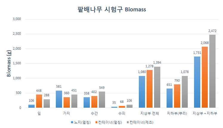 팥배나무 시험구의 Biomass 평균