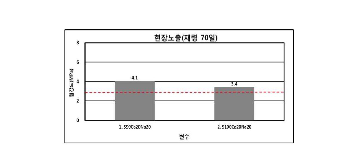 휨강도 실험 결과(현장 장기 노출 시험체)