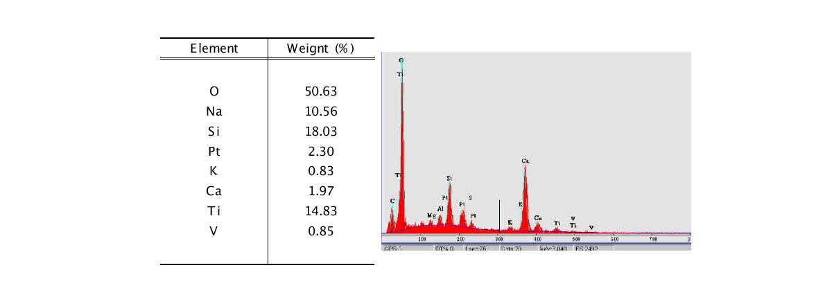 실리카계 표면침투제를 적용한 EDS 분석결과