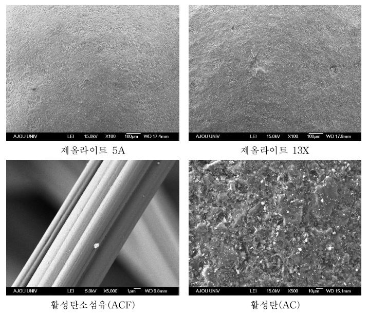 흡착제의 SEM 분석