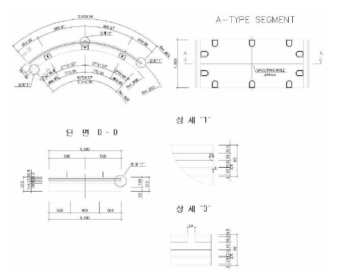 배수 유로홈 성능평가용 세그먼트 상세도