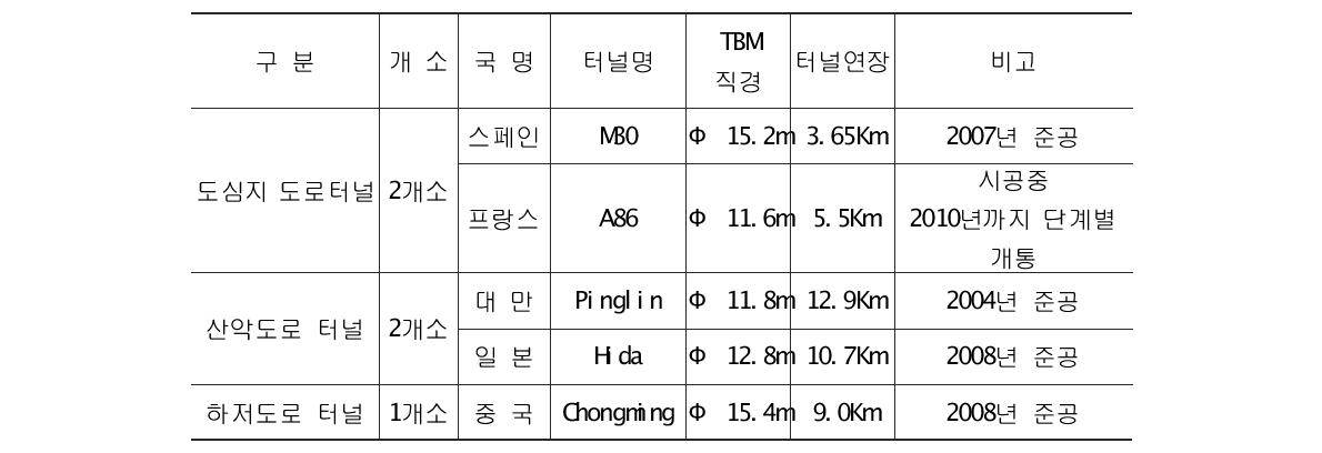 해외 장대터널중 대구경 TBM의 적용사례