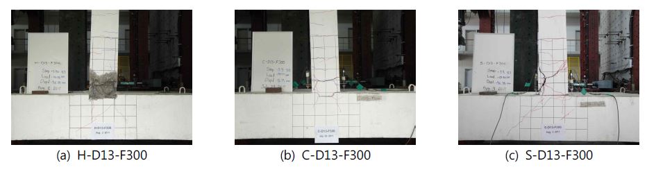 Observed damage of side faces at 3rd cycle of 3.5% drift ratio