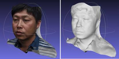사용자영상 기반 폴리곤 자동생성 기술을 근간으로 한3D Face Model 생성 예시