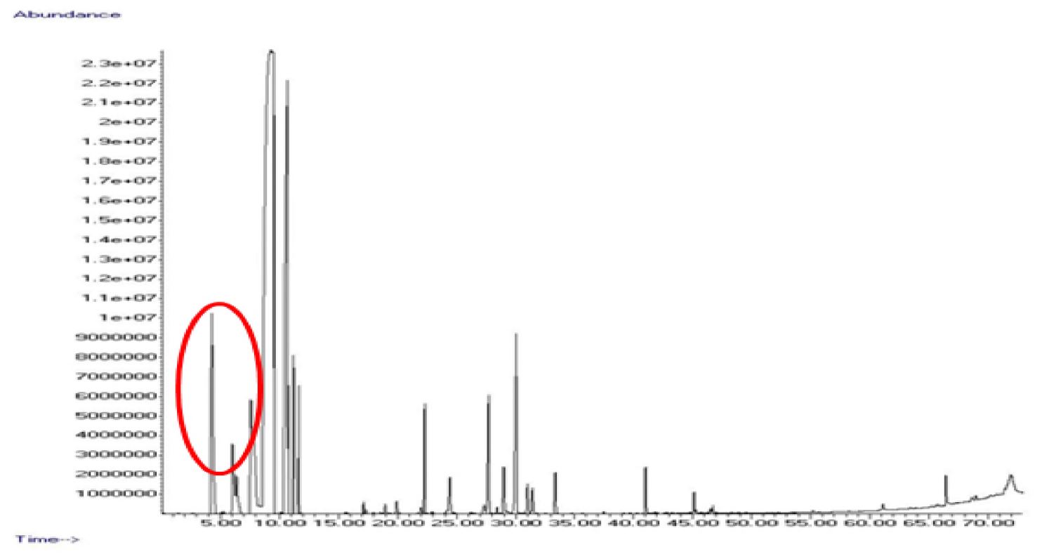 그림 3 -3. 1차 chemical 조합 시료의 GC/mass Chart