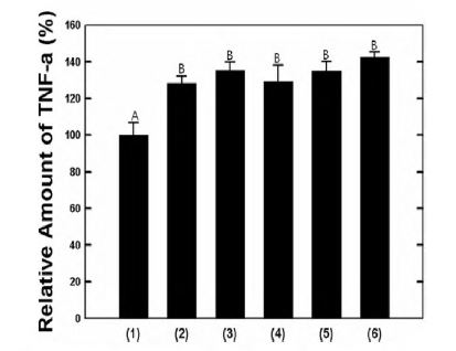 그림. Salmonella galinarium 강제 급여에 의한 육계의 TNF-α 영향