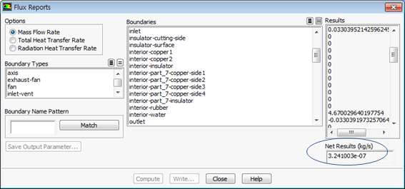 Flux reports for mass flow rate