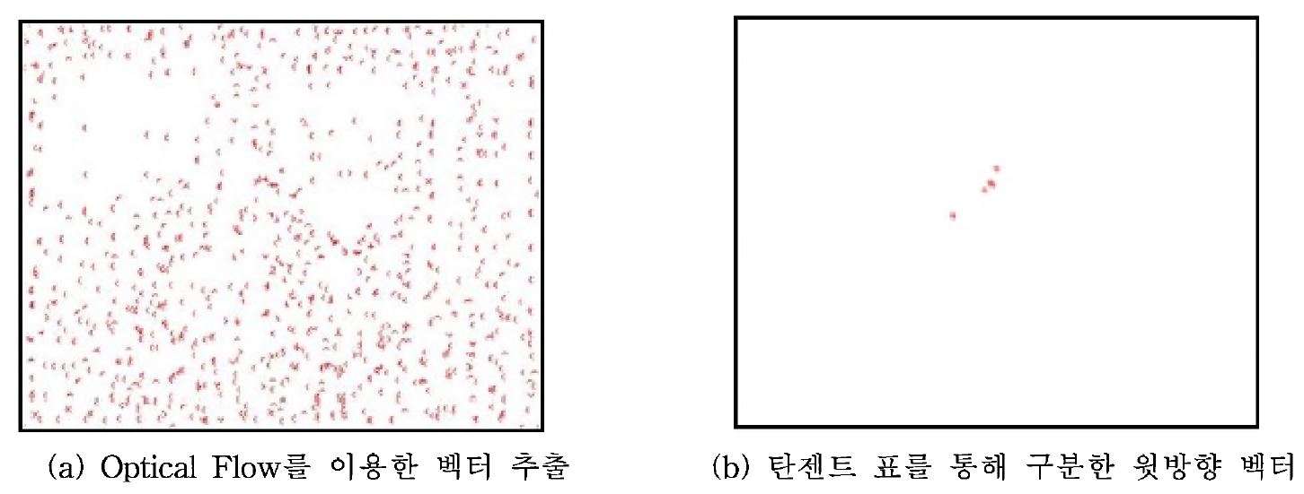 く그림 9> 승가 행위 시 추출된 움직임 벡터