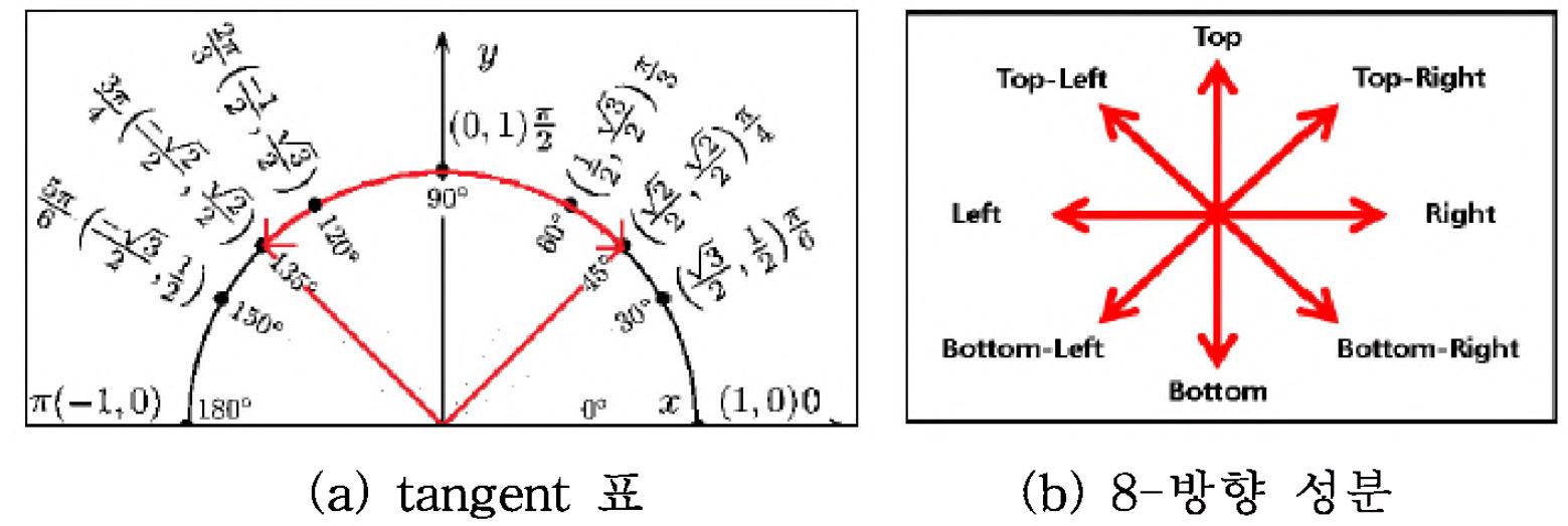 く그림 10〉탄젠트 표와 8 -방향 성분