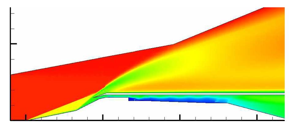 CFD에 의한 연소기 내부 마하수 분포 예측(∅1=0.8, ∅6=0.6)