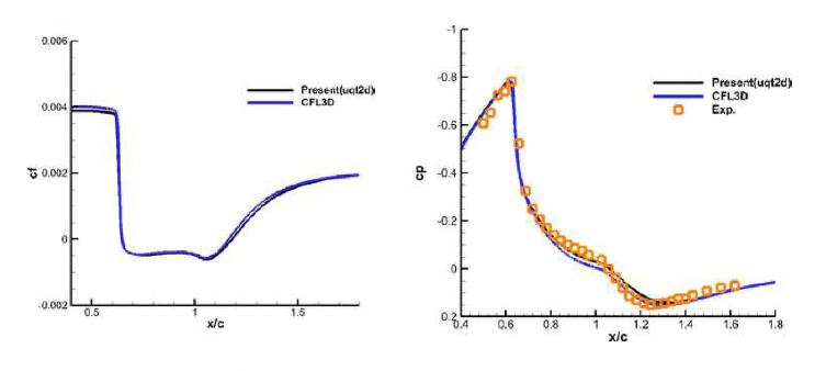 그림 51 (a)Skin friction coefficient and (b) Pressure coefficient on the surface