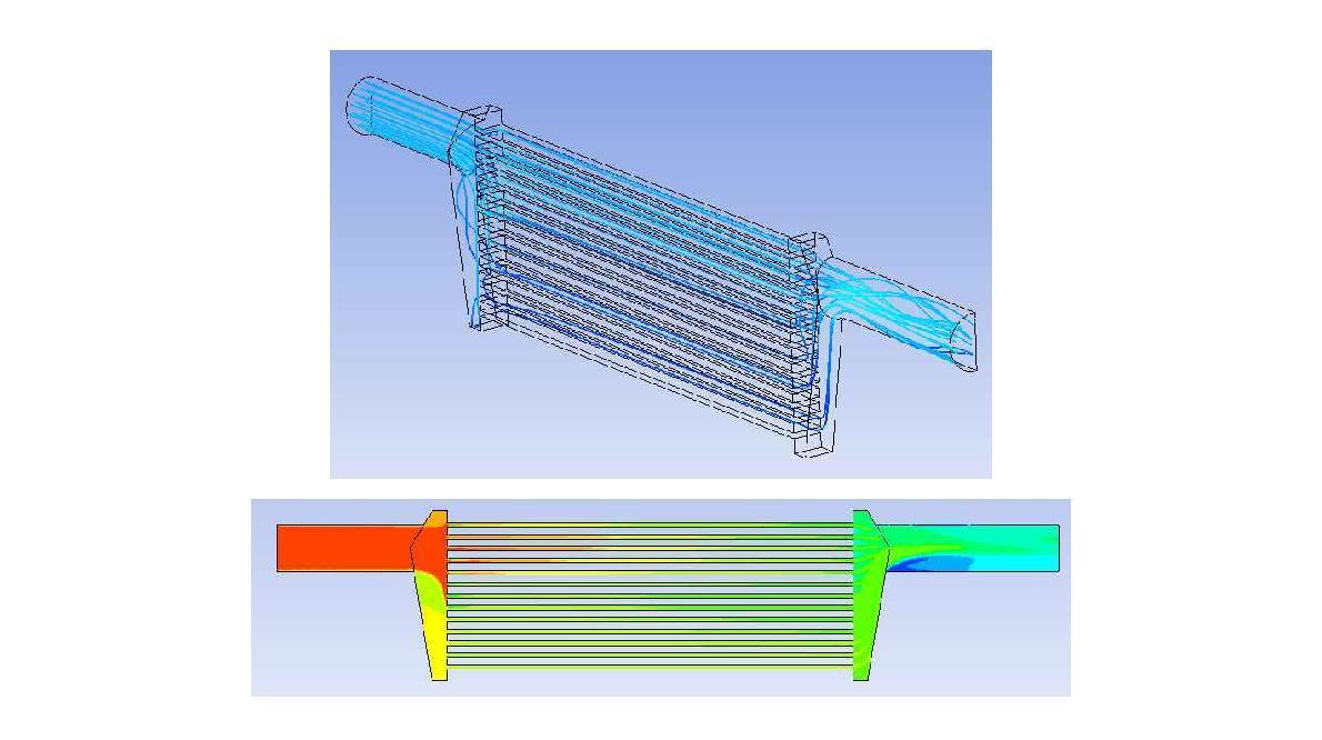 인터쿨러 유로 압력강하 특성 평가를 위한 전산해석