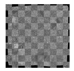 The result of warping all the triangles in the sensed image to those in the reference image and Delaunay TIN generation(TM=0.7, ST=17)(a) Outlier threshold Tσ=1 (b) Tσ=2 (c) Tσ=3 (d) Tσ=4.