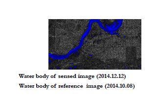 Change detection map created by combining sensed and reference images.