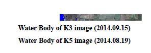 Change detection map created by combining sensed and reference images.