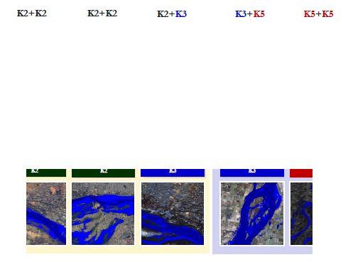 Results of change detection using various Kompsat image pairs.