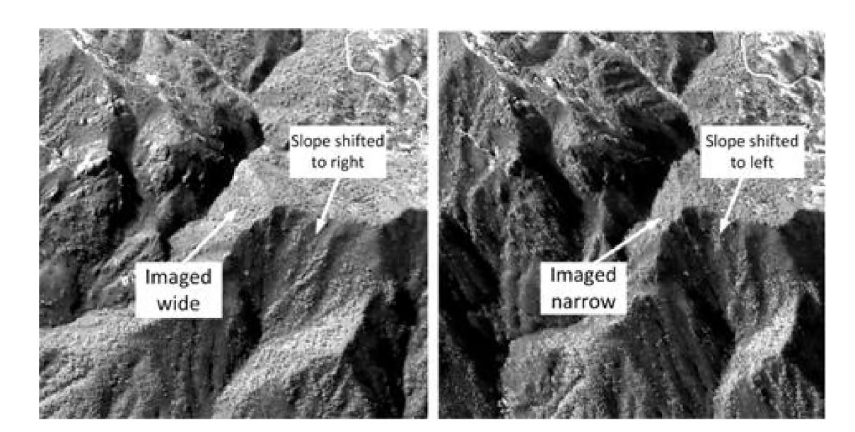 Example of the steep terrain in the stereo images