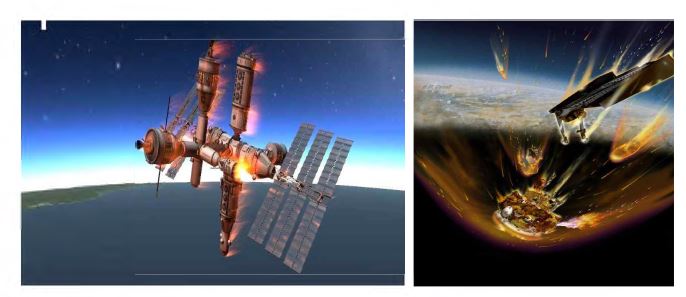 러시아 우주정거장 미르의 지구 재진입 묘사