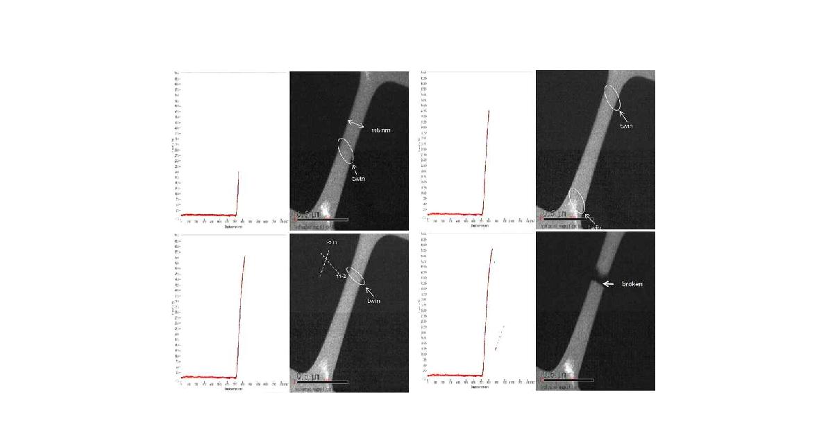그림 14. [-211] 방위를 갖으며 폭이 116 nm인 #13 합금의 정량적 실시간 투과전자현미경 관찰결과