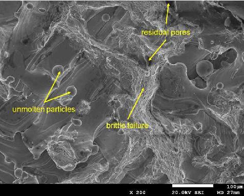 그림 16. Tensile fracture of SLM sample at 600mm/s scan speed