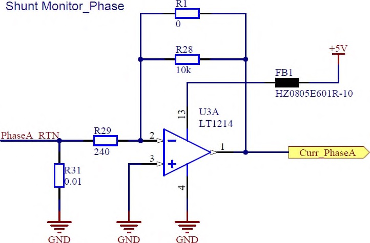 그림 48 Motor End Stage - Phase-A Current Acquisition Circuit