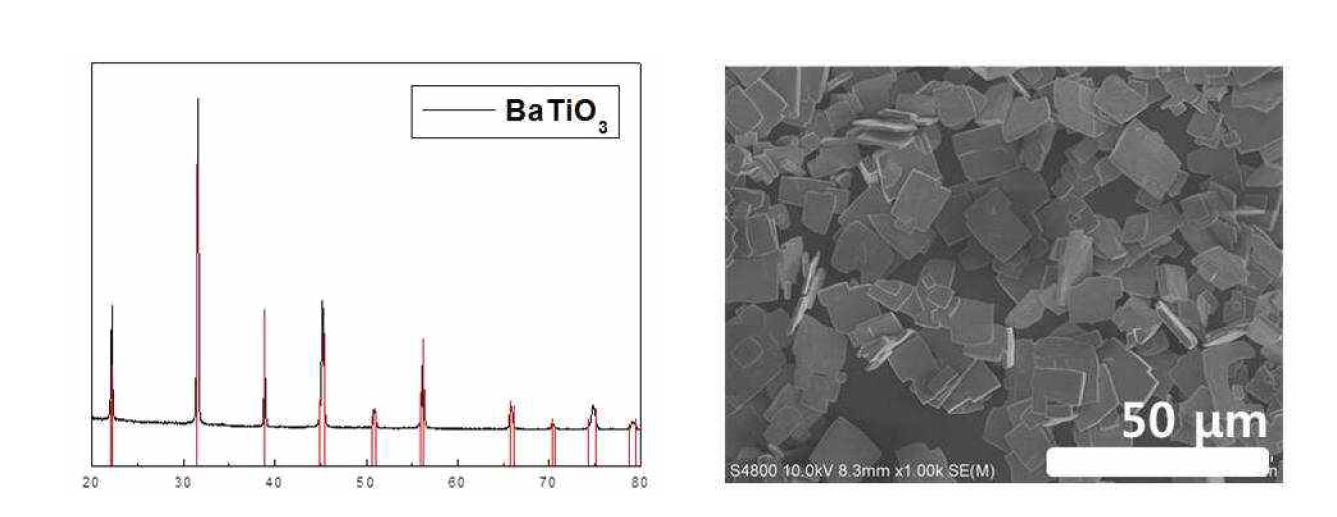 BaTiO3의 X-ray 결정구조 분석 데이터 및 전자현미경 사진