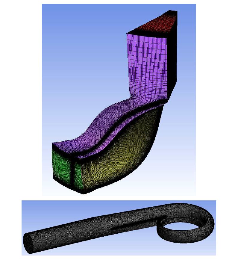 Construction of mesh for turbine blade and volute