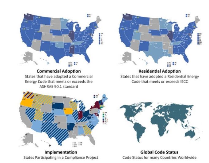 미국 에너지 코드 채택현황(2010년 10월 기준)