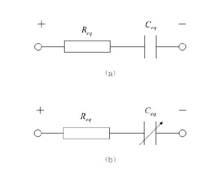 a)일정한 커패시터모델, (b)가변 커패시터모델