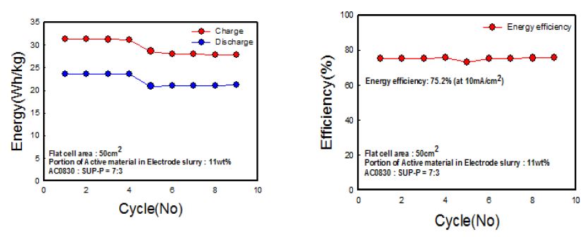 [그림 32]단셀 적용 슬러리 전극 에너지효율 측정