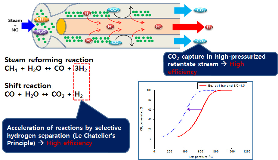 [그림 1] 고순도 수소생산 및 이산화탄소 포집 동시공정