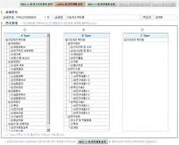 연리지시스템내 연구추진계획과 폴더 관리형태 설정간 연계