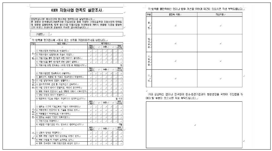 참여기업 만족도 설문지