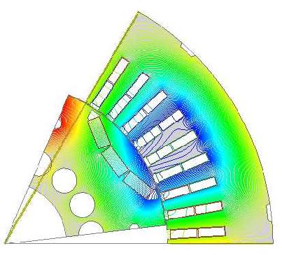 최적설계 모델의 자속선도 (2400rpm, β=40deg)