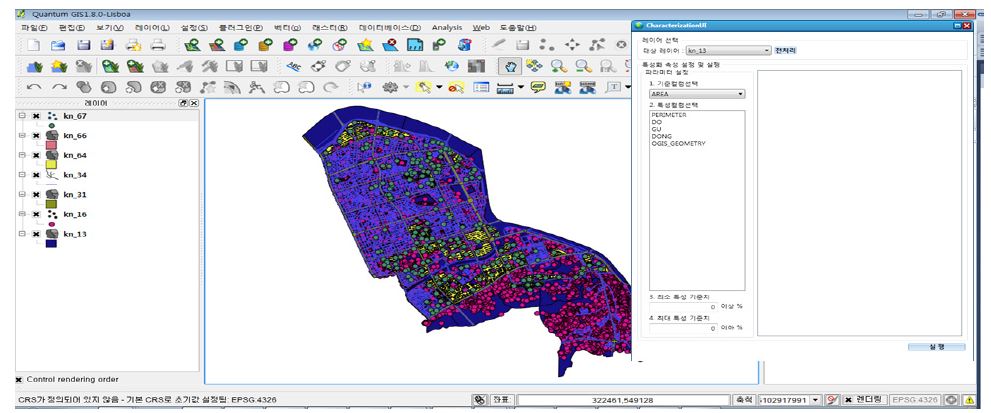 연구교육용 GIS SW + u-GIS 통합 예시(특성화 속성 설정)