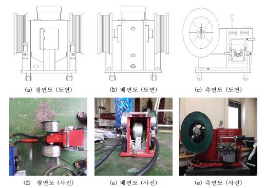 그림 2.2.23 분리형 대용량 와이어 Feeder기의 도면 및 사진 (3차년도)