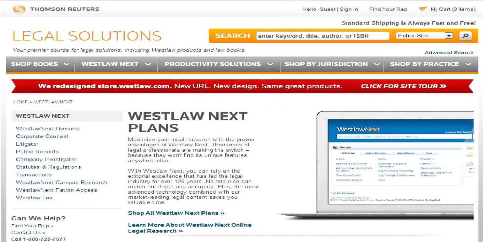 그림 2-11. WestLaw Online: legalsolutions.thomsonreuters.com