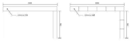 [그림 2-68] ALC 경량벽체 시험체 단면도