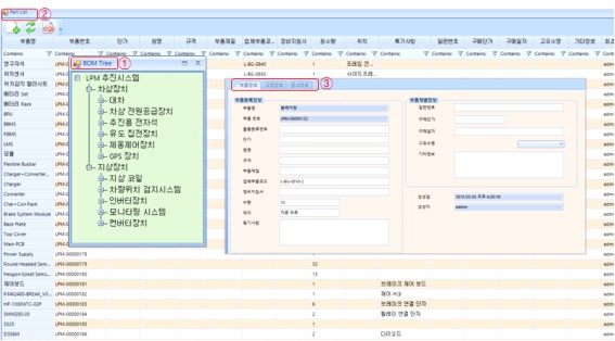 그림 2.1.5.1 구축된 BOM 시스템 화면