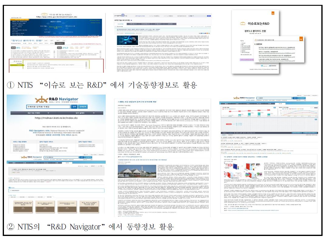 NTIS 여러 서비스에서 주요 컨텐츠로 GTB 활용