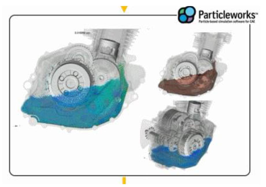 엔진 크랭크와 피스톤에 가해지는 유체압력에 대한 ParticleWorks 해석 사례