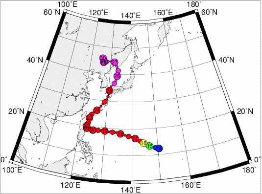 Observational typhoon track for GONI (201515) - (Courtesy: JMA)