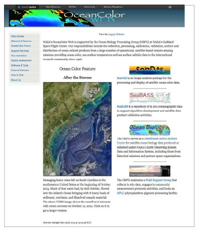 위성자료 수집을 위한 NASA Ocean Color WEB