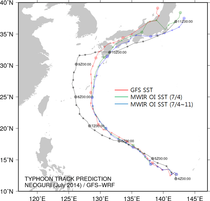 SST에 따른 태풍예측 정밀도 검토(경로)